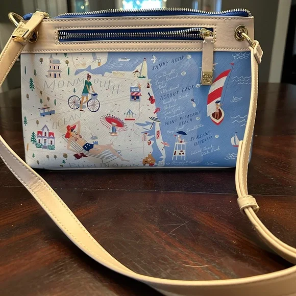 Spartina 449 Blue and Cream Crossbody Bag with Nautical Design - Picture 3 of 8